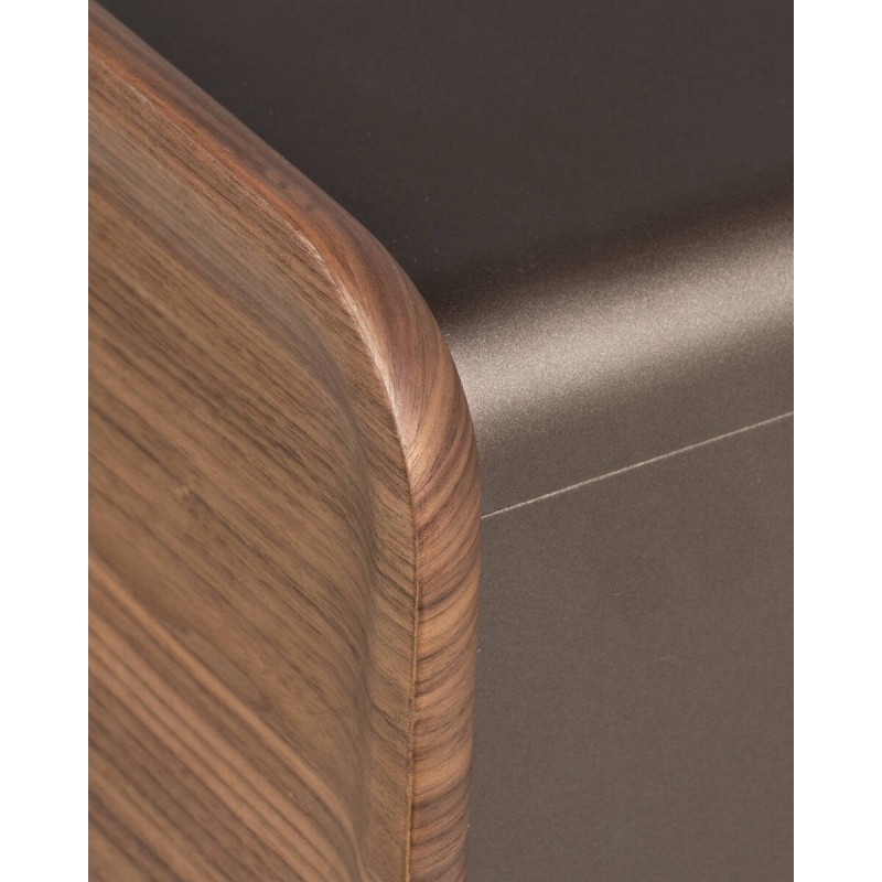 MUEBLE TV LONTAR CON PUERTAS CURVAS EN NOGAL Y ESTRUCTURA METÁLICA MARRÓN