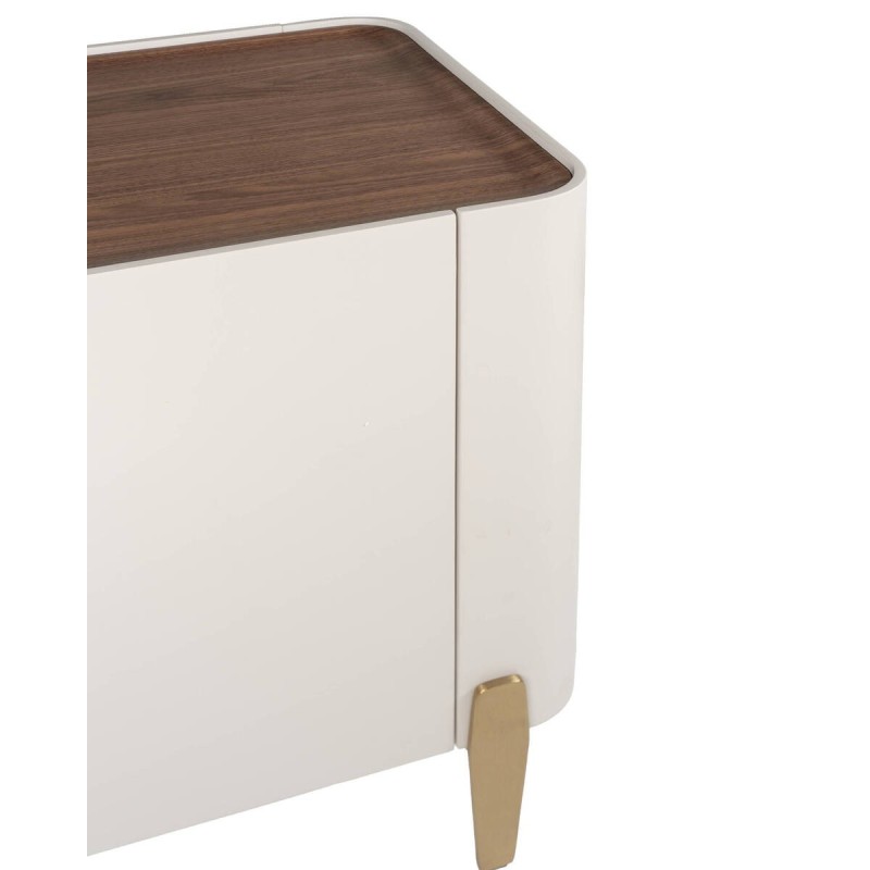 Aparador auren en nogal y beige mate con patas de latón cepillado