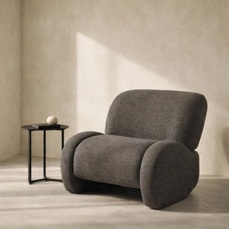 Butaca Menta dark green, comoda y moderna en tejido boucle