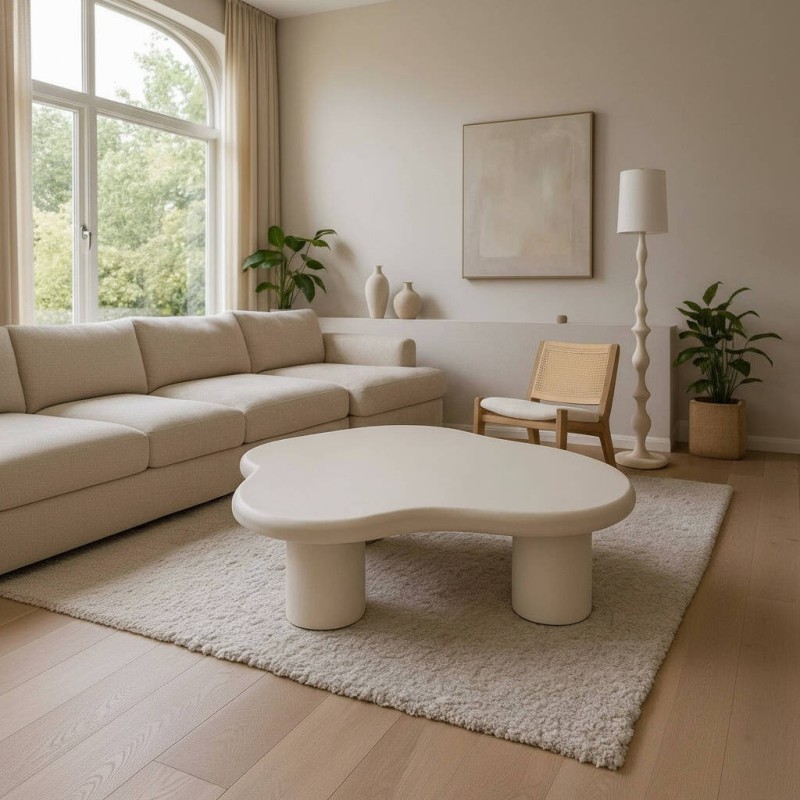 Mesa de centro Ondara orgánica en cemento120cm