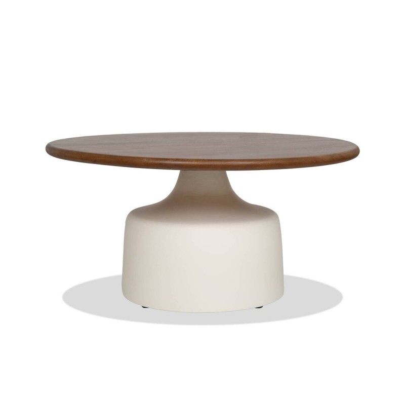 Mesa de centro Aina de cemento y madera de mango Ø 80cm