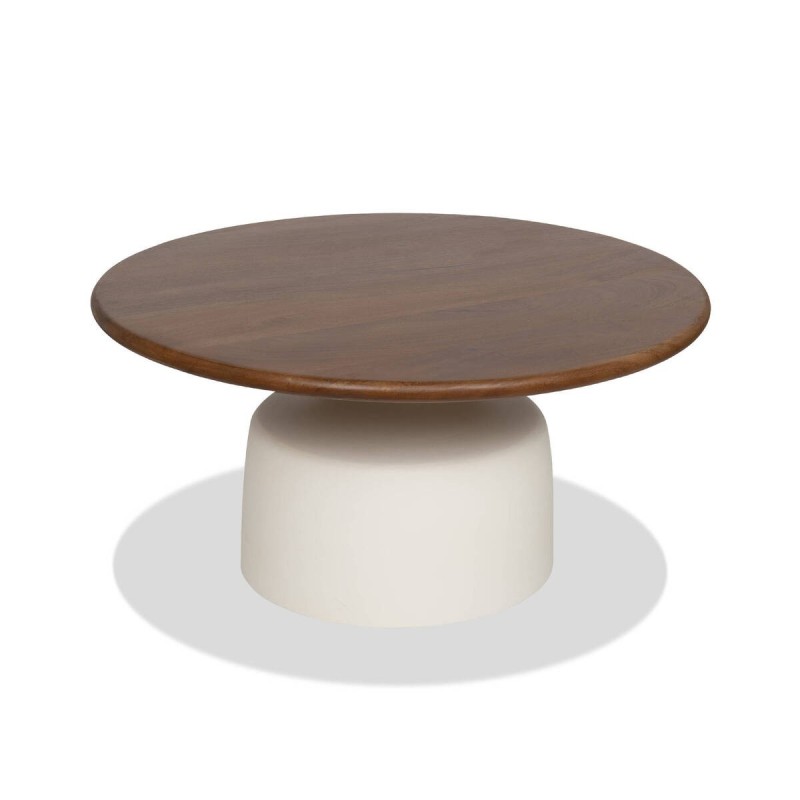 Mesa de centro Aina de cemento y madera de mango Ø 80cm