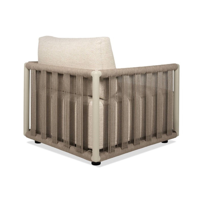 Sillón individual Cordelia de exterior con cuerda trenzada y cojines Glacier