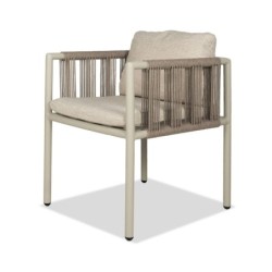 Silla de comedor de exterior Cordelia con cuerda trenzada y estructura de aluminio