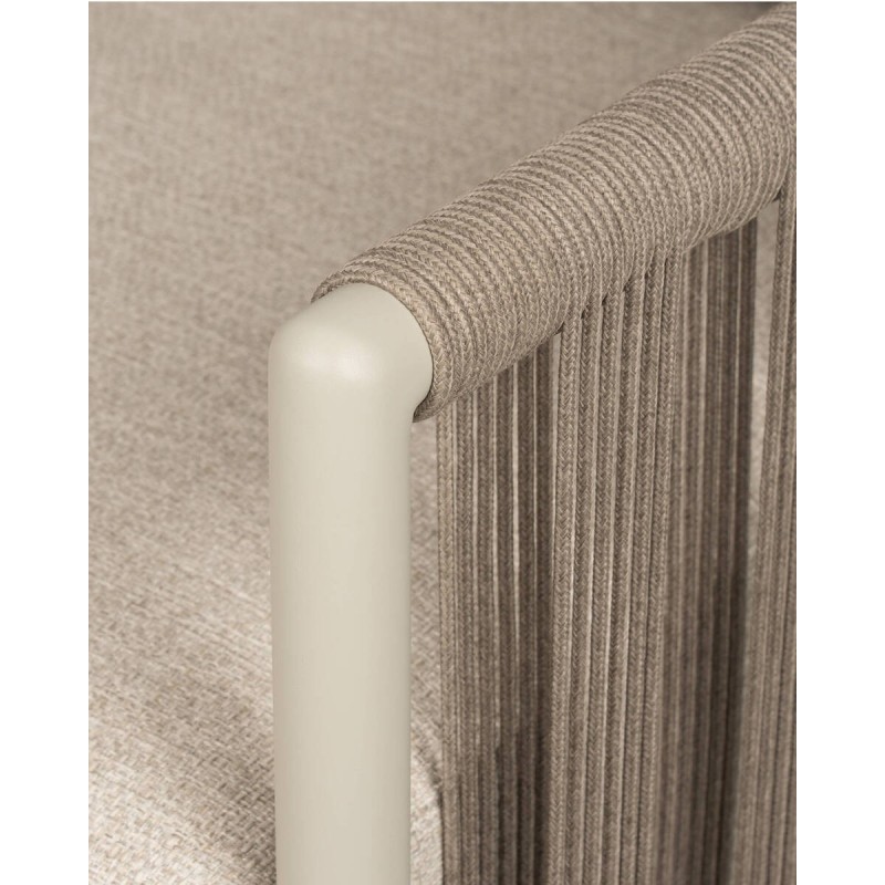 Sillón individual Cordelia de exterior con cuerda trenzada y cojines Glacier