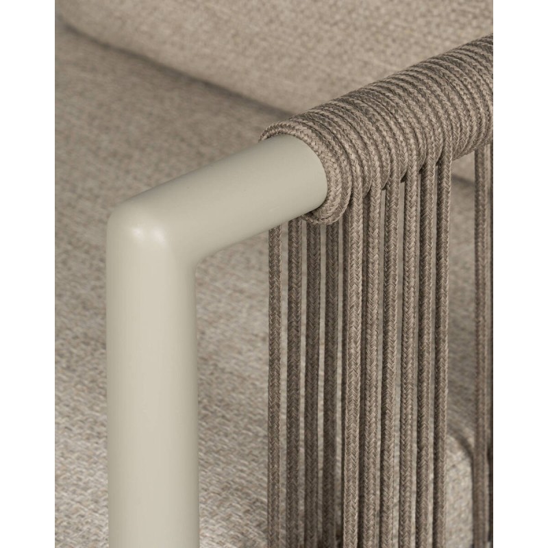 Silla de comedor de exterior Cordelia con cuerda trenzada y estructura de aluminio