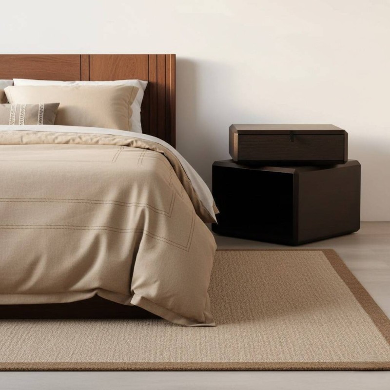 Mesita de noche Órbita en madera oscurecida con tapa giratoria