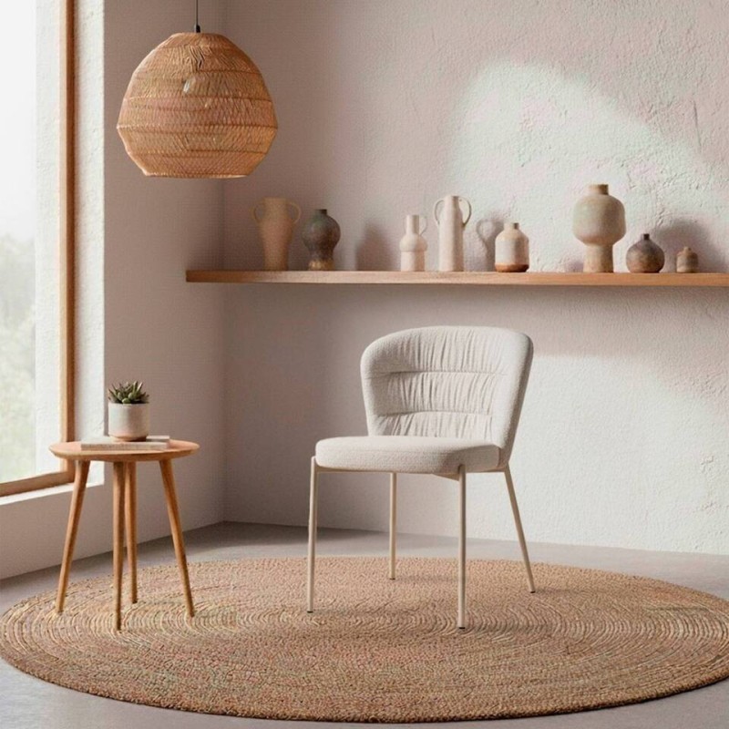 Silla Vitta tapizada beige gris con texturas en el respaldo 59×55×79 cm