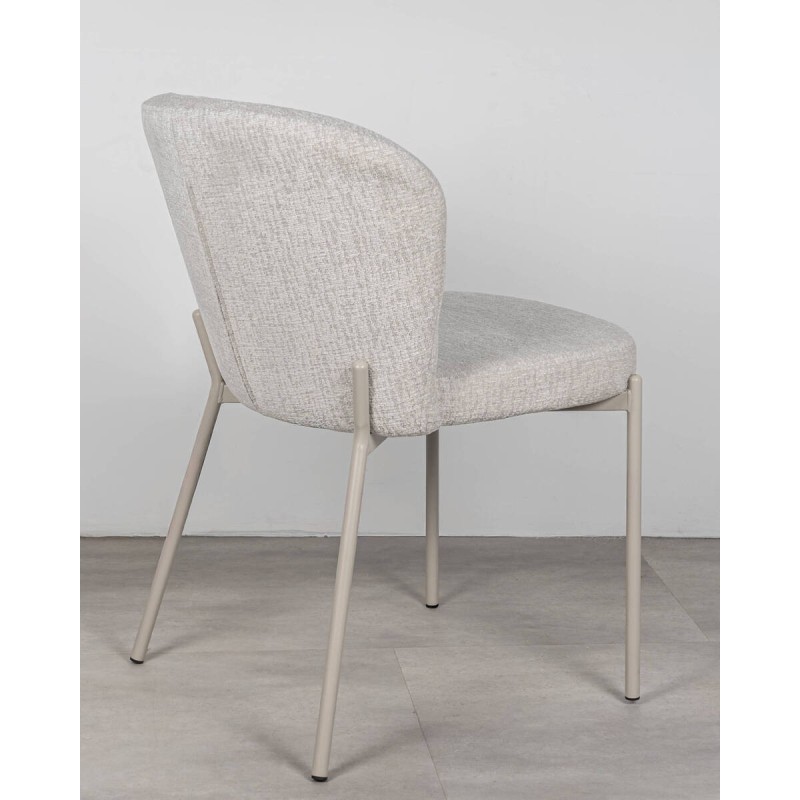 Silla Vitta tapizada beige gris con texturas en el respaldo 59×55×79 cm