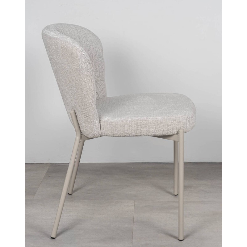 Silla Vitta tapizada beige gris con texturas en el respaldo 59×55×79 cm