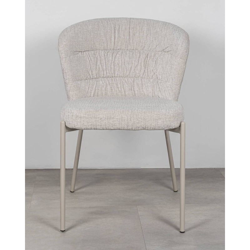 Silla Vitta tapizada beige gris con texturas en el respaldo 59×55×79 cm