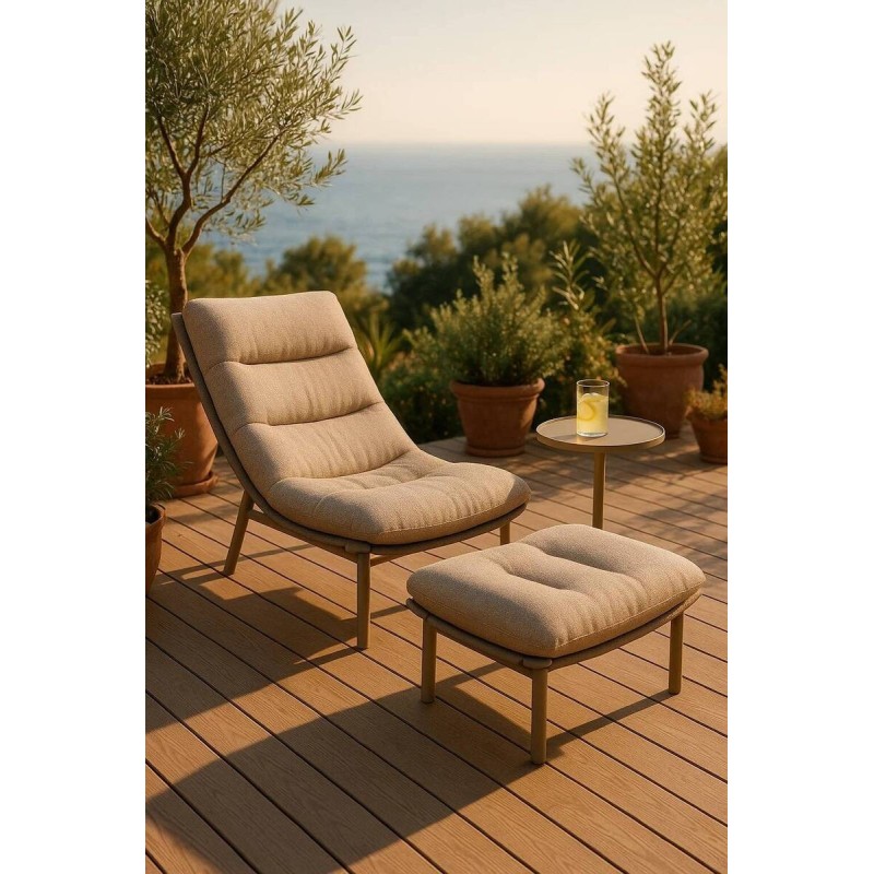 Sillón lounge Arrel de exterior con estructura de aluminio y cojín Glacier