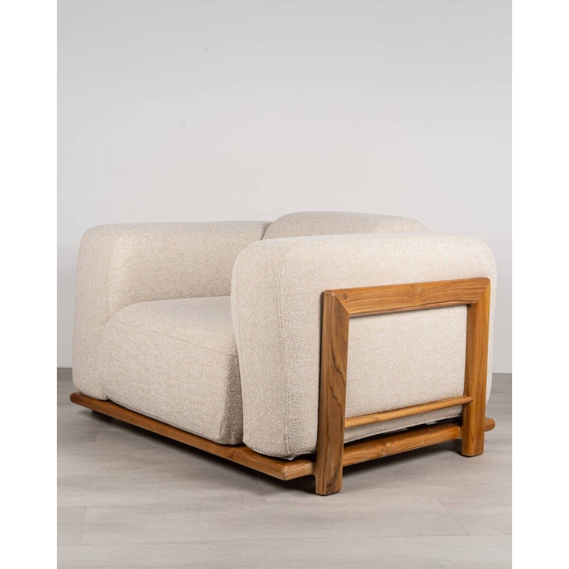 Butaca Aria tapizada con estructura de teca