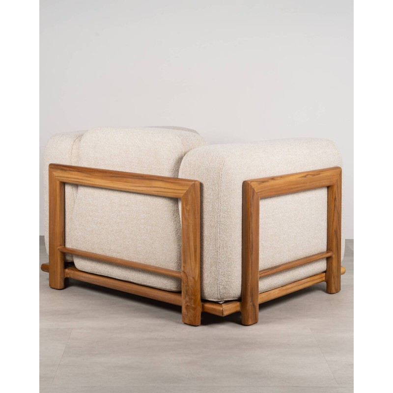 Butaca Aria tapizada con estructura de teca