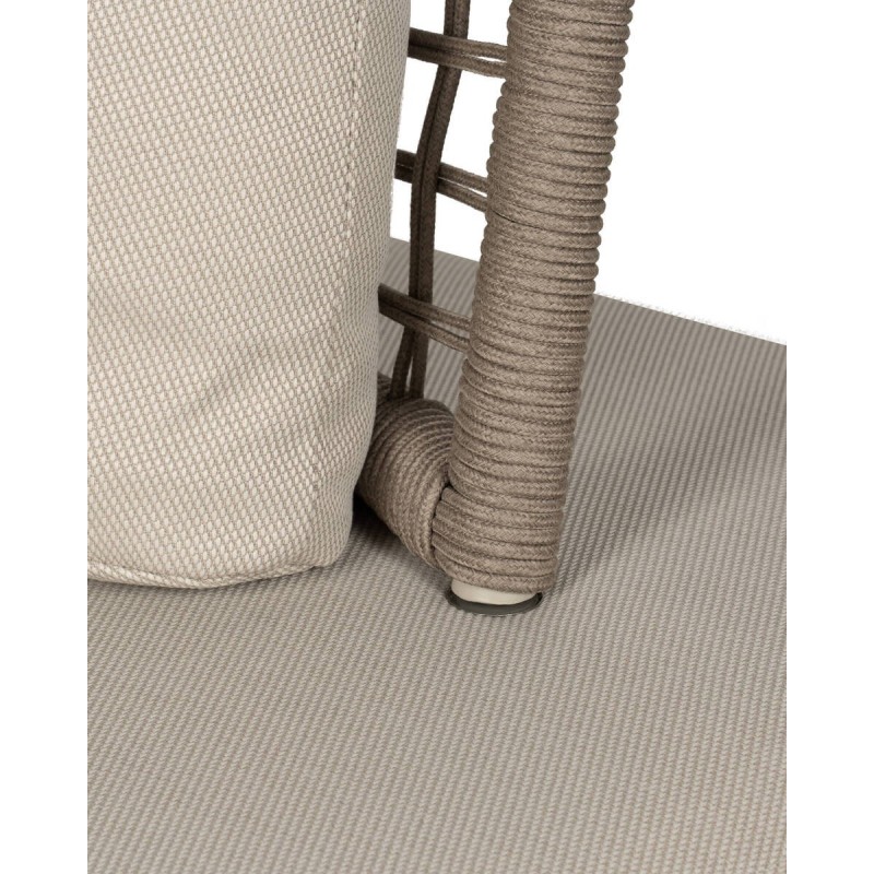 Módulo sillón Orin de exterior en cuerda y aluminio color gris seda