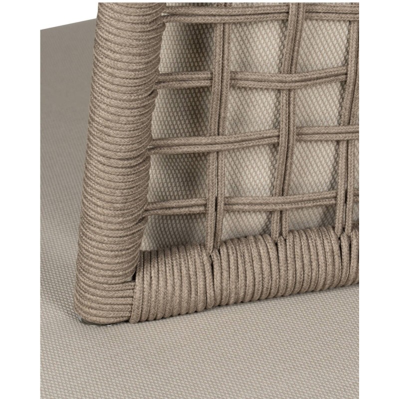 Módulo sillón Orin de exterior en cuerda y aluminio color gris seda
