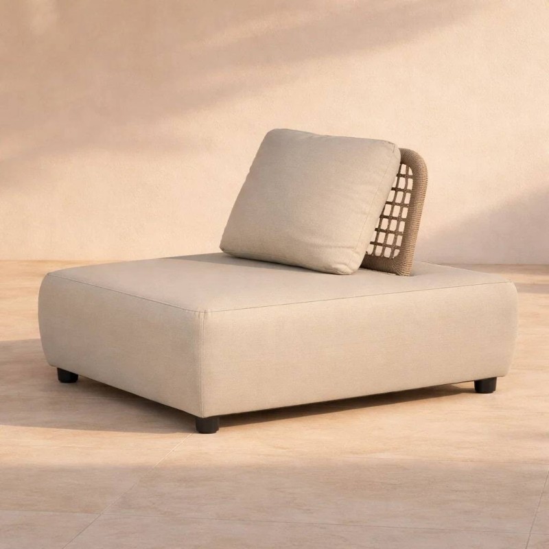 Módulo esquinero Orin de sofá exterior con respaldo de cuerda y cojín