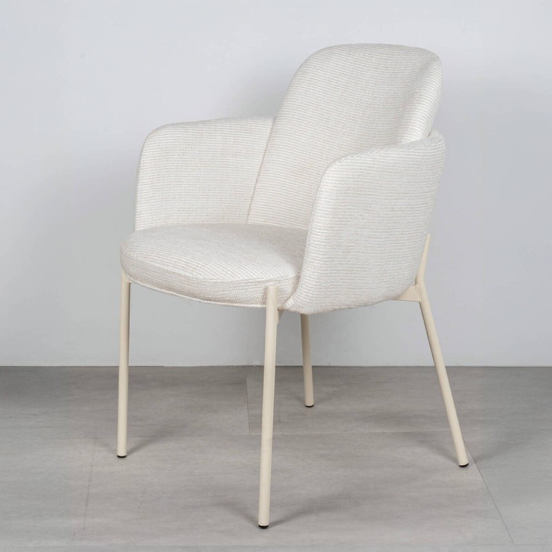 Silla de comedor tapizada Lior en blanco con patas de metal blanco 58x61x83cm