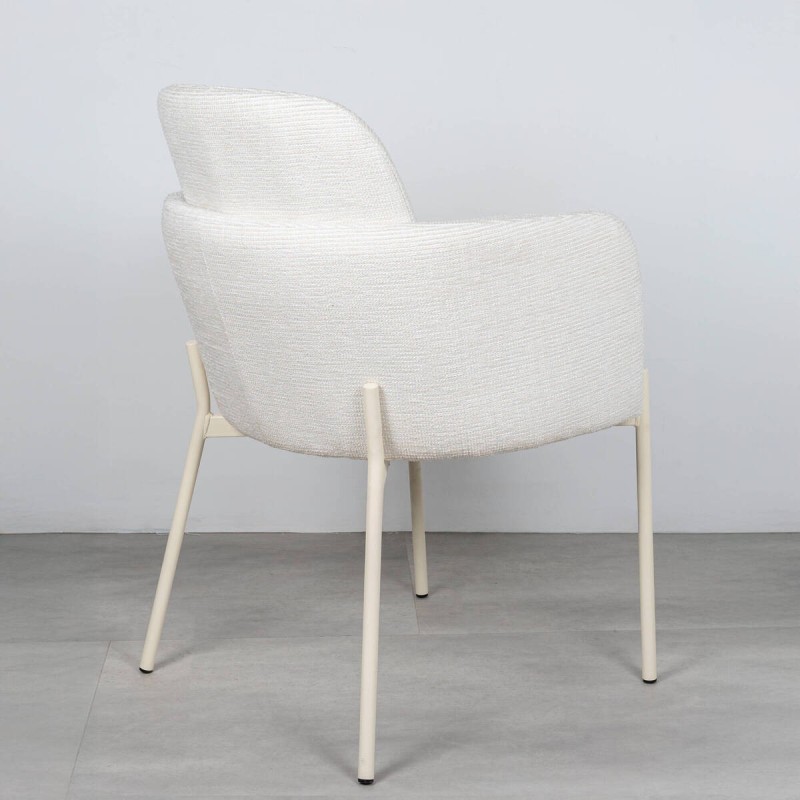 Silla de comedor tapizada Lior en blanco con patas de metal blanco 58x61x83cm