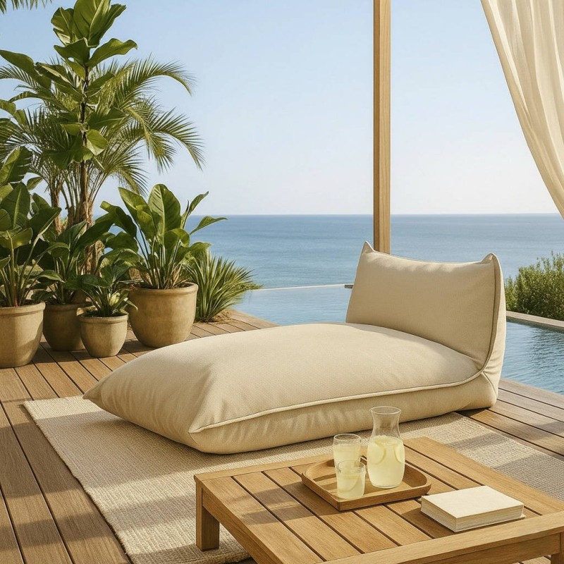 Sillón lounge Nube de exterior en tejido beige XL 110x155x38cm