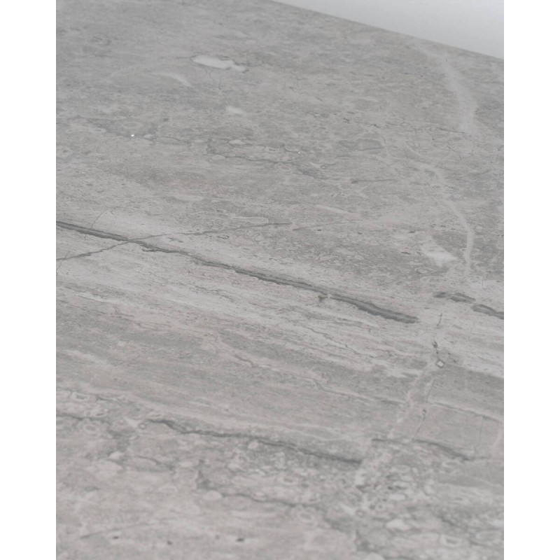 Mesa Titan extensible cerámica gris piedra con apertura lateral y patas cruzadas 160/240cm