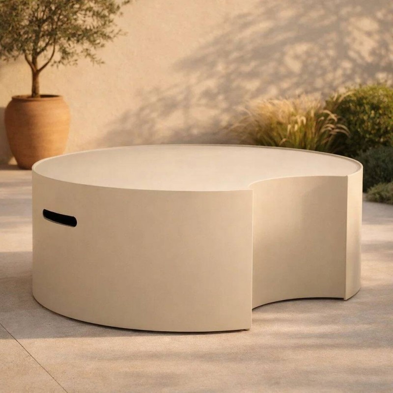 Mesa de centro redonda Aro en aluminio gris seda 86.5x37.5cm