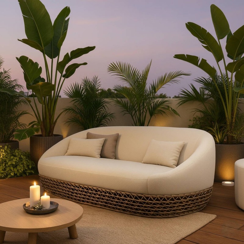 Sofá Lito de 3 plazas con brazos para exterior 220x90x71 cm