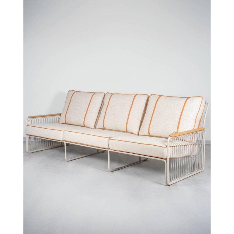 Sofá exterior Riva Mocha 3 Plazas en acero y cuerda