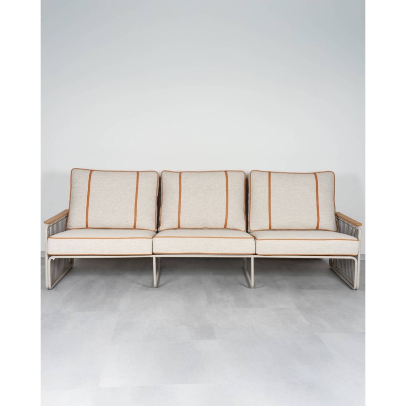 Sofá exterior Riva Mocha 3 Plazas en acero y cuerda