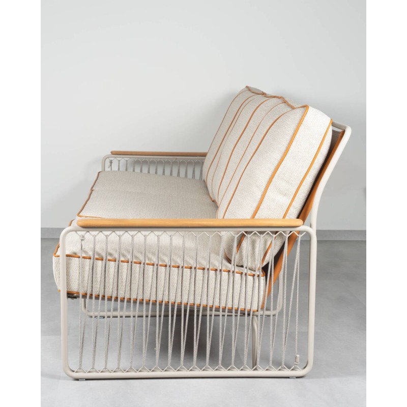 Sofá exterior Riva Mocha 3 Plazas en acero y cuerda