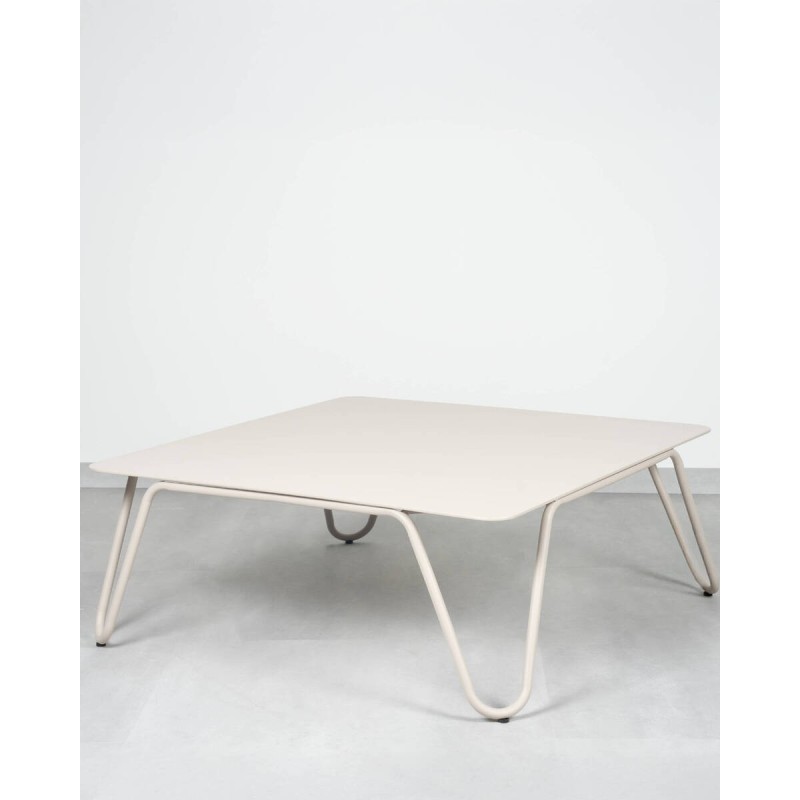 Mesa baja exterior Riva Square en aluminio beige