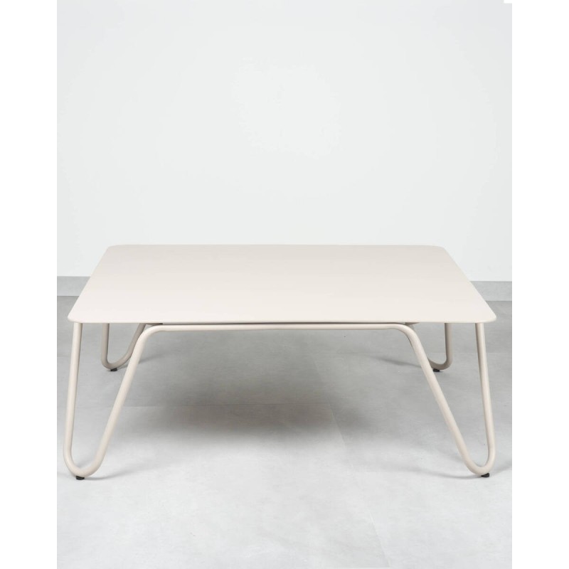 Mesa baja exterior Riva Square en aluminio beige