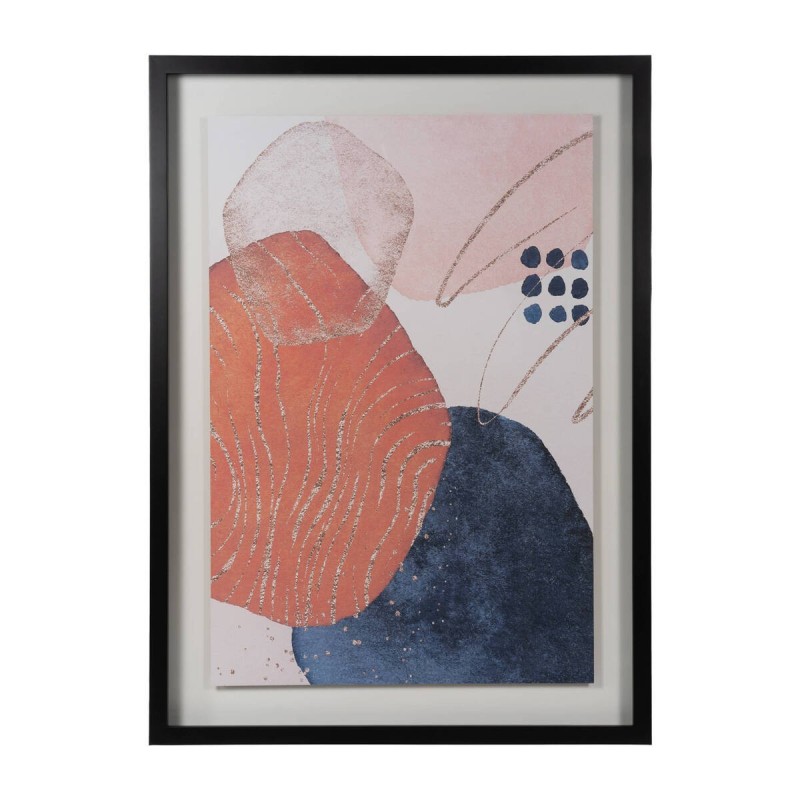 Cuadro abstracto ondas y tonos pastel con marco negro 85x111cm