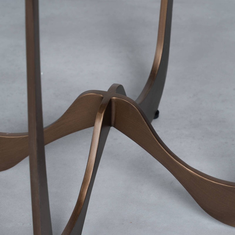 Mesa auxiliar Aeris con cristal ahumado y base bronce