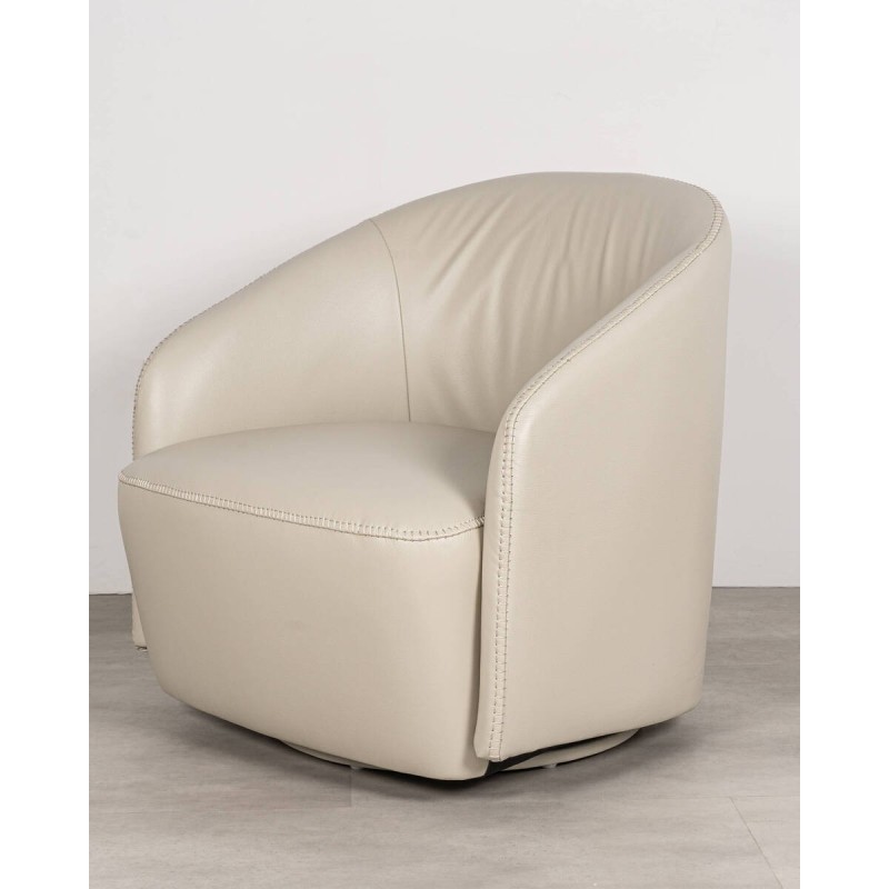 Sillón Capri giratorio en piel beige