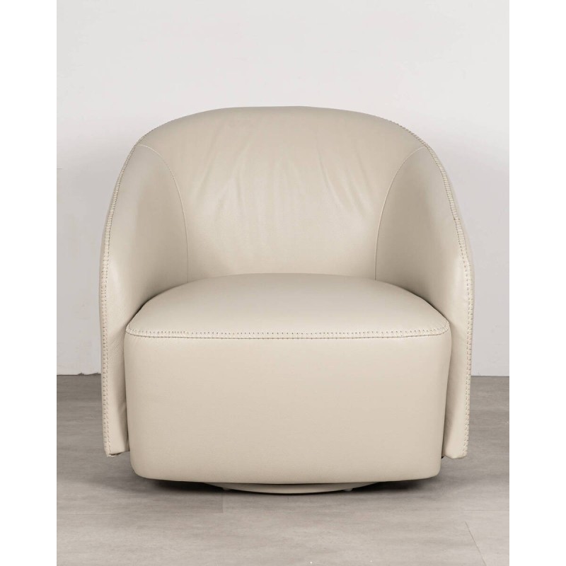 Sillón Capri giratorio en piel beige
