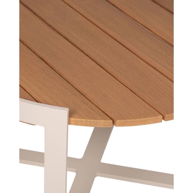 Mesa de centro Bloom aluminio y teca 60 cm exterior