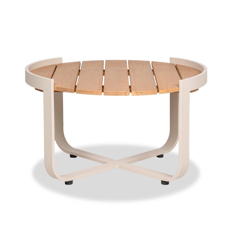 Mesa de centro Bloom aluminio y teca 60 cm exterior