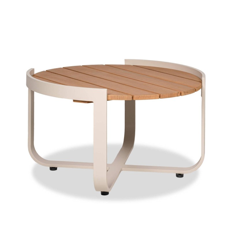 Mesa de centro Bloom aluminio y teca 60 cm exterior