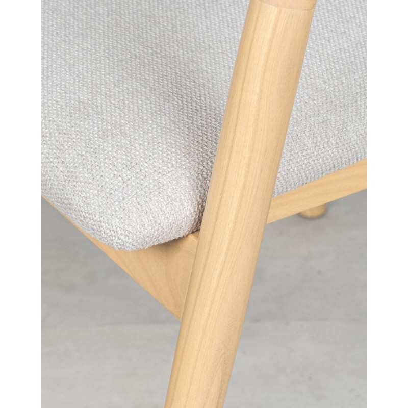 Silla de comedor Erik en fresno con asiento tapizado gris