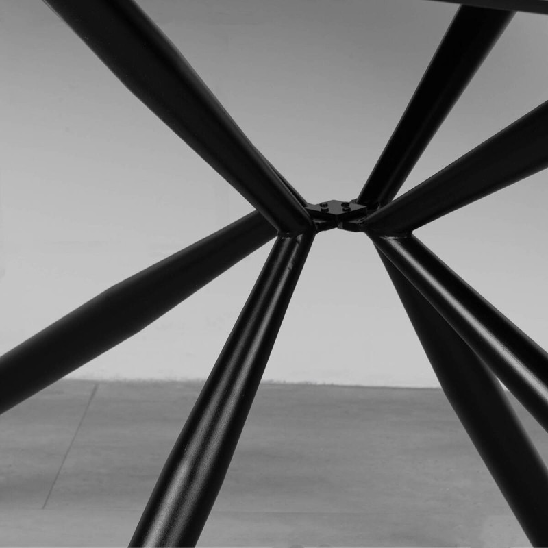 Mesa Varek comedor rectangular cerámica blanca patas negras 160x90 cm