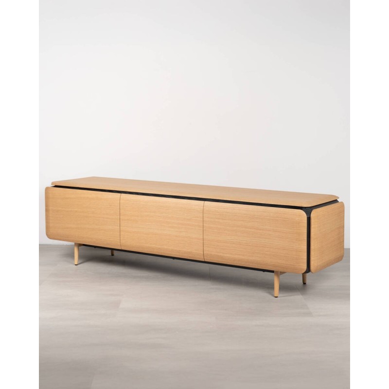 Mesa de TV Skala roble natural con detalles en negro 180 cm