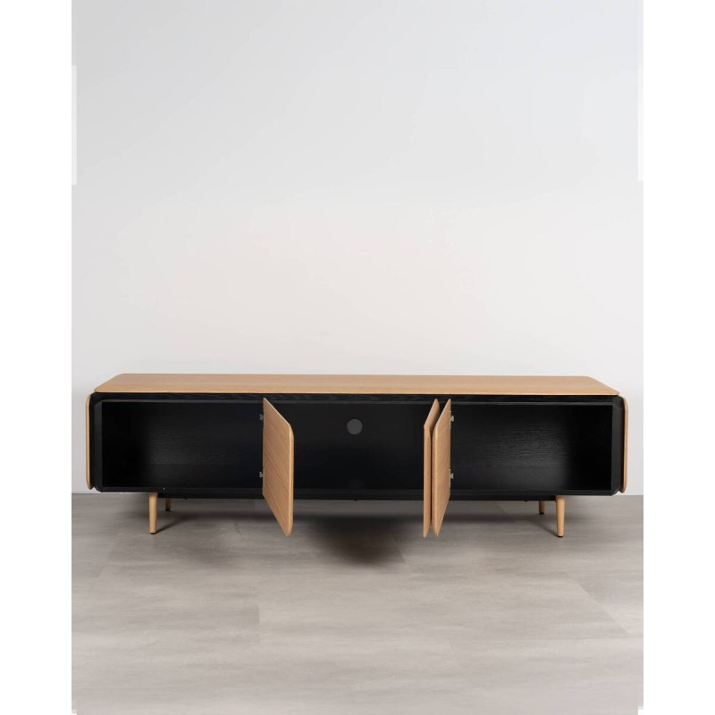 Mesa de TV Skala roble natural con detalles en negro 180 cm