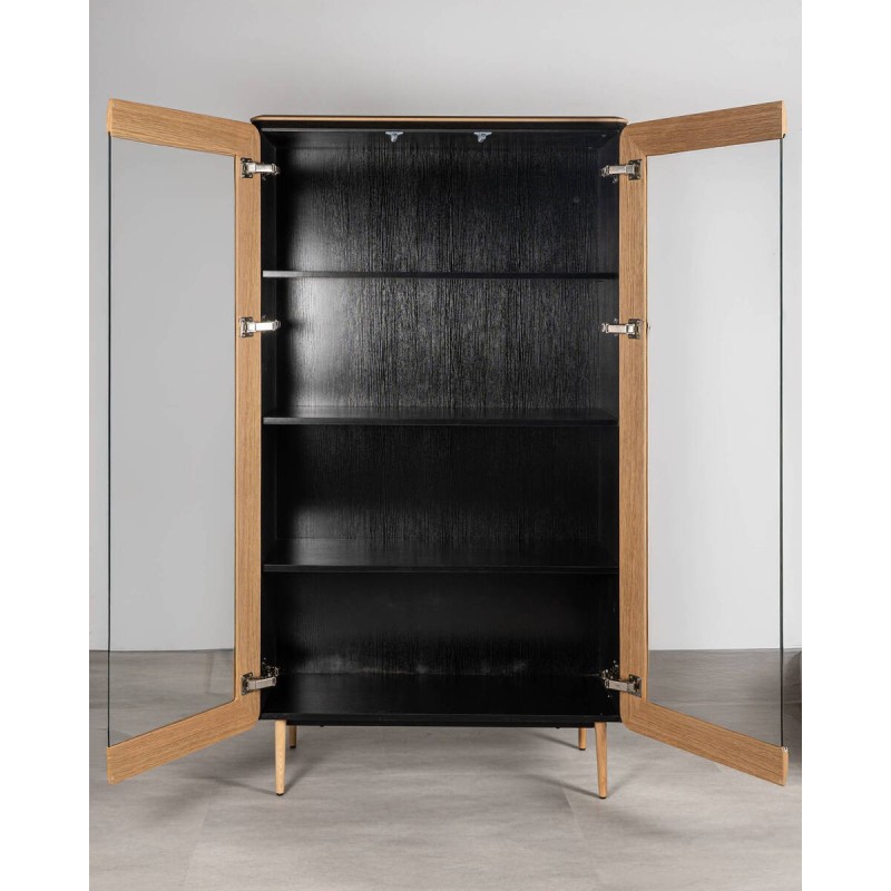 Vitrina Teresa de chapa de roble y detalles en negro 180cm
