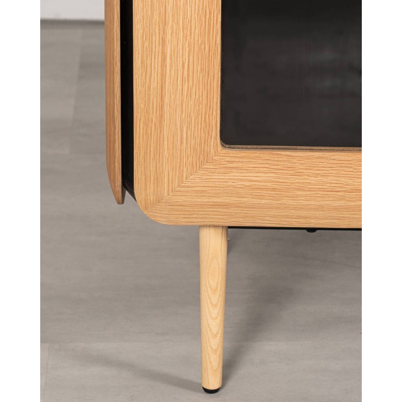 Vitrina Teresa de chapa de roble y detalles en negro 180cm