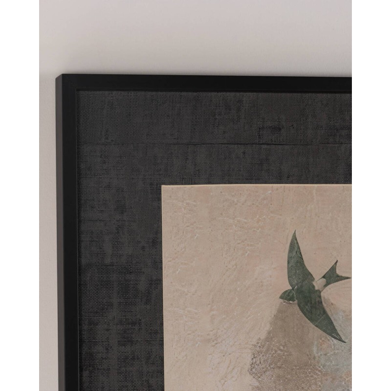 Cuadro con marco negro mujer entre nubes 100x120 cm