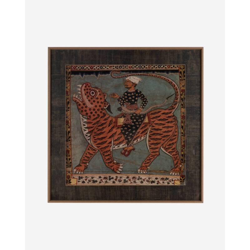 Cuadro decorativo arte oriental tigre y jinete 100x100cm