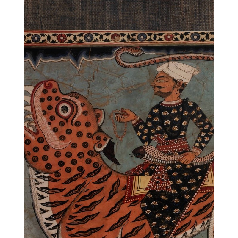 Cuadro decorativo arte oriental tigre y jinete 100x100cm