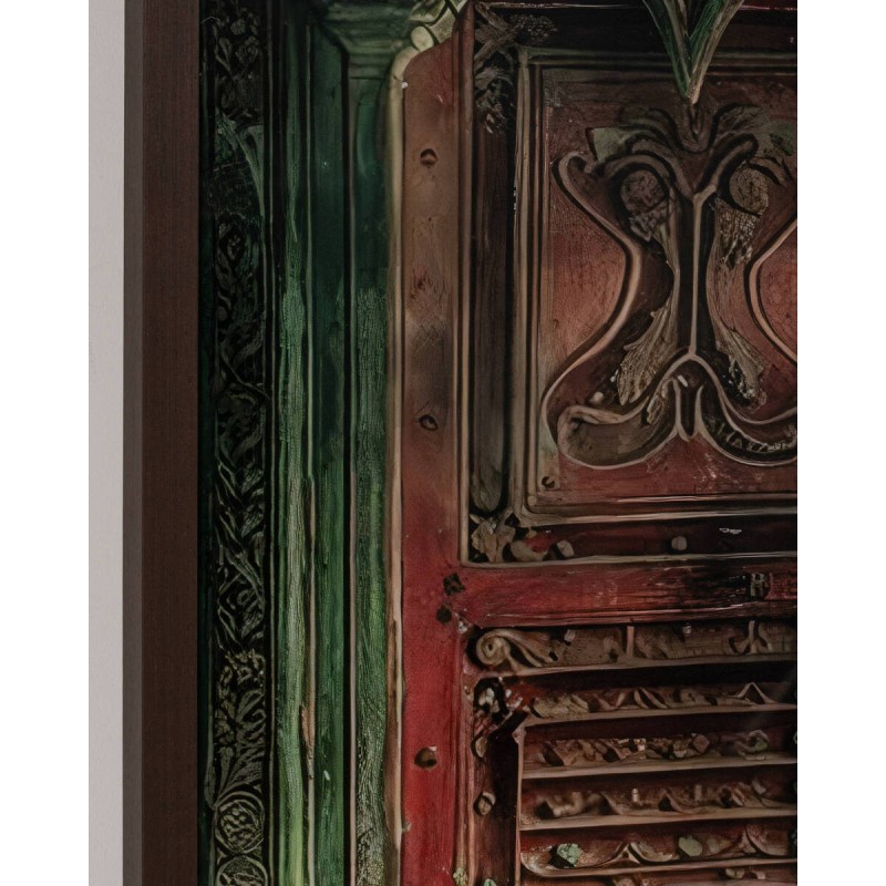 Cuadro decorativo con cebra y puerta antigua 100x120cm