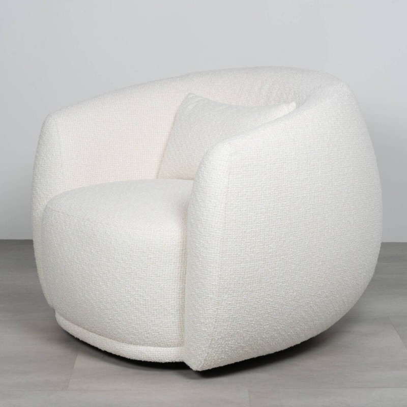 Sillón giratorio Nura blanco roto 98 cm diseño envolvente